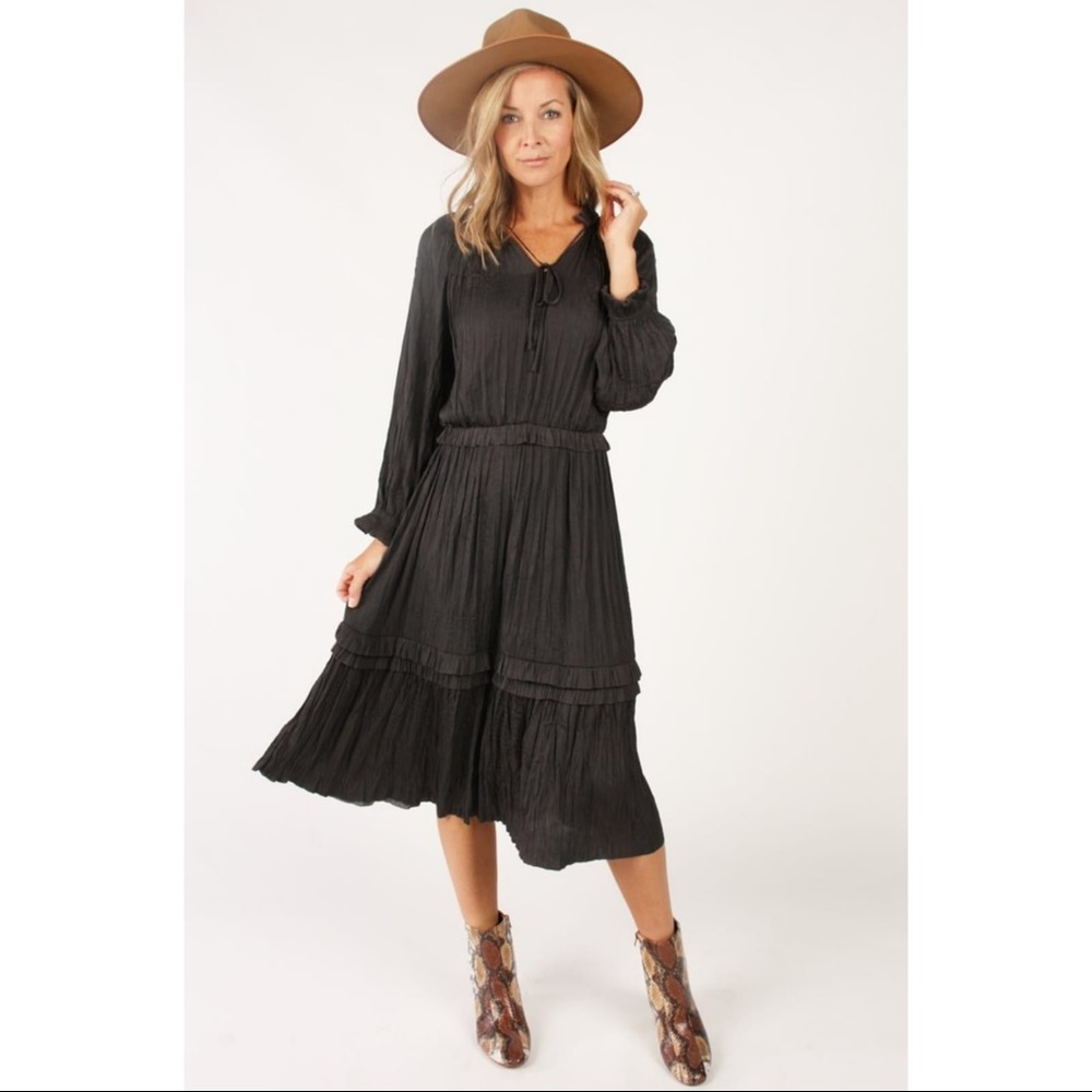 Pleated  Long Sleeve Dress - Picture 5 of 5